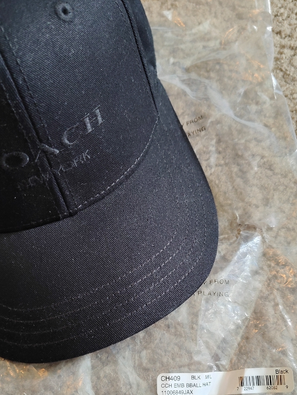 Coach Black Embroidered Logo Baseball Cap